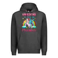 Charcoal Heather unicorns are born in december Premium Hoodie - Jasminsmagicworld
