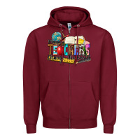 Burgundy teachers change the world Zipper Hoodie - Zillion Design Studio