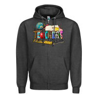 Charcoal Heather teachers change the world Zipper Hoodie - Zillion Design Studio