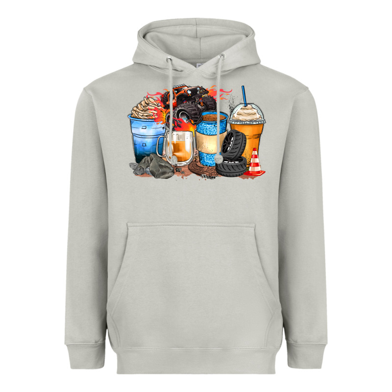 Monster Truck Coffee Cups Heavyweight Hoodie by Zillion Design Studio | Teevron