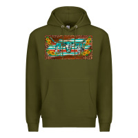 Army Green western howdy cowgirl leopard serape   license plate template Premium Hoodie - BarkalooDesign