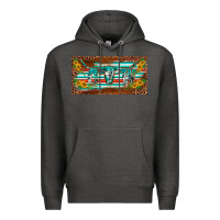 Charcoal Heather western howdy cowgirl leopard serape   license plate template Premium Hoodie - BarkalooDesign