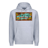 Heather Grey western howdy cowgirl leopard serape   license plate template Premium Hoodie - BarkalooDesign