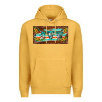 Mustard western howdy cowgirl leopard serape   license plate template Premium Hoodie - BarkalooDesign