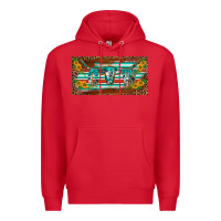 Red western howdy cowgirl leopard serape   license plate template Premium Hoodie - BarkalooDesign