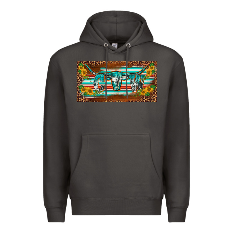 Western Howdy Cowgirl Leopard Serape   License Plate Template Premium Hoodie by BarkalooDesign | Teevron