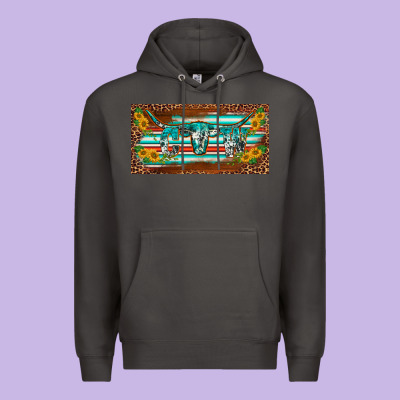 Western Howdy Cowgirl Leopard Serape   License Plate Template Premium Hoodie Designed By Barkaloodesign