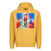 Mustard american flag  and america Premium Hoodie - AdoDesignShop