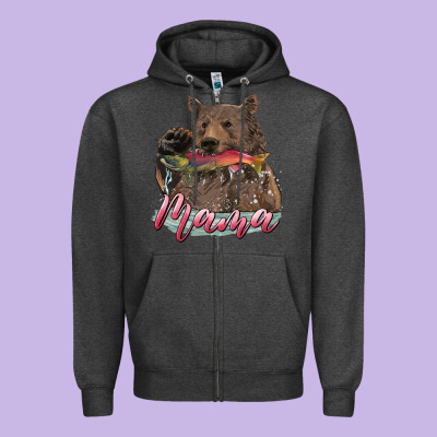 Zipper Hoodie Mother's Day Mama Bear Hunting Fish