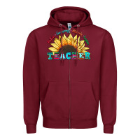 Burgundy teacher sunflower listen encourage motivate inspir Zipper Hoodie - Zillion Design Studio