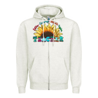 Oatmeal Heather teacher sunflower listen encourage motivate inspir Zipper Hoodie - Zillion Design Studio
