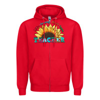 Red teacher sunflower listen encourage motivate inspir Zipper Hoodie - Zillion Design Studio