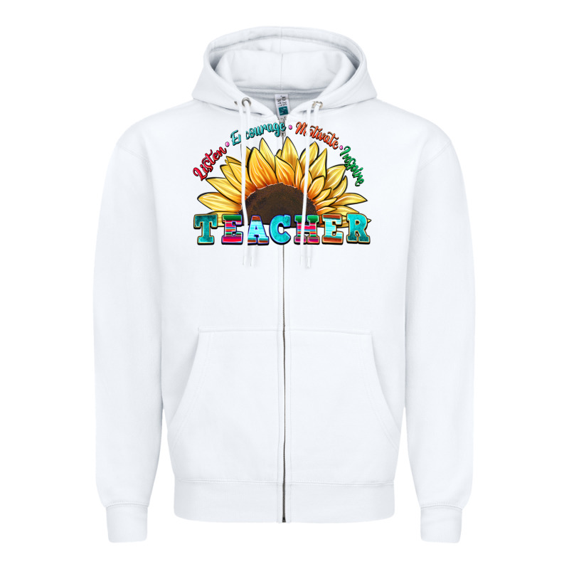 Teacher Sunflower Listen Encourage Motivate Inspir Zipper Hoodie by Zillion Design Studio | Teevron