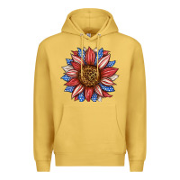 Antique Gold American Flag Sunflower Premium Hoodie - LillyAllenDesigns