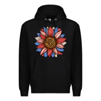 Black American Flag Sunflower Premium Hoodie - LillyAllenDesigns
