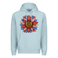 Blue Mist American Flag Sunflower Premium Hoodie - LillyAllenDesigns