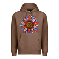Chestnut American Flag Sunflower Premium Hoodie - LillyAllenDesigns