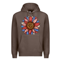 Coffee American Flag Sunflower Premium Hoodie - LillyAllenDesigns