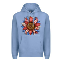 Colony Blue American Flag Sunflower Premium Hoodie - LillyAllenDesigns