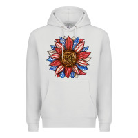 Dove Grey American Flag Sunflower Premium Hoodie - LillyAllenDesigns