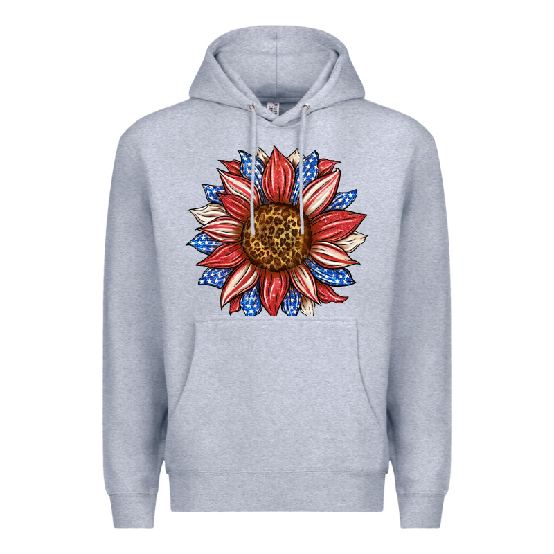 American Flag Sunflower Premium Hoodie by LillyAllenDesigns | Teevron
