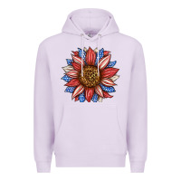 Lilac American Flag Sunflower Premium Hoodie - LillyAllenDesigns