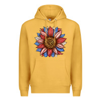 Mustard American Flag Sunflower Premium Hoodie - LillyAllenDesigns