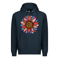 Navy American Flag Sunflower Premium Hoodie - LillyAllenDesigns