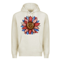 Oatmeal Heather American Flag Sunflower Premium Hoodie - LillyAllenDesigns