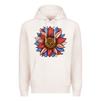Pale Pink American Flag Sunflower Premium Hoodie - LillyAllenDesigns