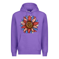 Purple American Flag Sunflower Premium Hoodie - LillyAllenDesigns