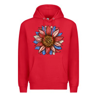 Red American Flag Sunflower Premium Hoodie - LillyAllenDesigns