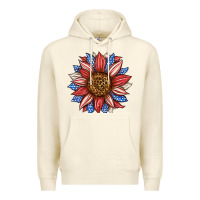 Sandshell American Flag Sunflower Premium Hoodie - LillyAllenDesigns