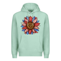 Seafoam American Flag Sunflower Premium Hoodie - LillyAllenDesigns