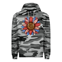 Slate Camo American Flag Sunflower Premium Hoodie - LillyAllenDesigns