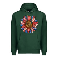 Sports Green American Flag Sunflower Premium Hoodie - LillyAllenDesigns