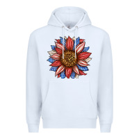 White American Flag Sunflower Premium Hoodie - LillyAllenDesigns