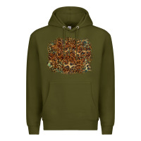 Army Green leopard leather turquoise background Premium Hoodie - RanaPortraitStore