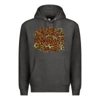 Charcoal Heather leopard leather turquoise background Premium Hoodie - RanaPortraitStore