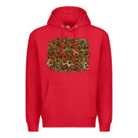 Red leopard leather turquoise background Premium Hoodie - RanaPortraitStore