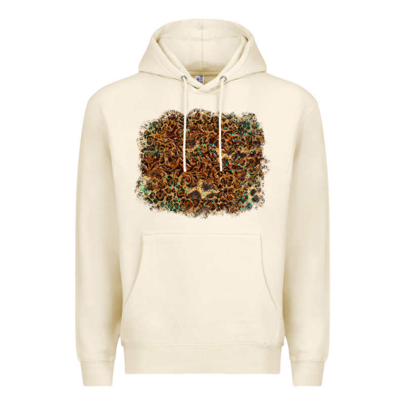 Leopard Leather Turquoise Background Premium Hoodie by RanaPortraitStore | Teevron