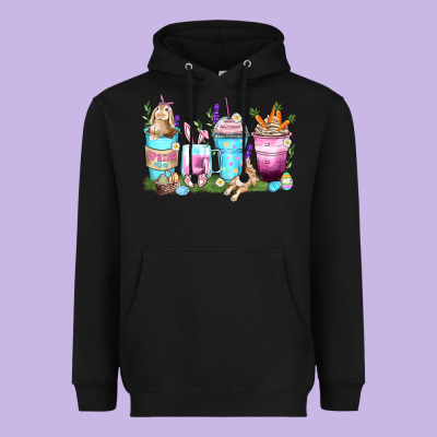 Rabbit Coffee Cups Heavyweight Hoodie Designed By Zillion Design Studio