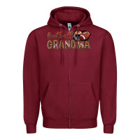 Burgundy football grandma with leopard Zipper Hoodie - texasbilliewilder