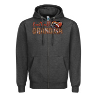 Charcoal Heather football grandma with leopard Zipper Hoodie - texasbilliewilder