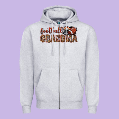 Football Grandma With Leopard Zipper Hoodie Designed By Texasbilliewilder