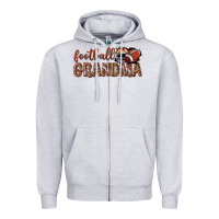 Heather Grey football grandma with leopard Zipper Hoodie - texasbilliewilder