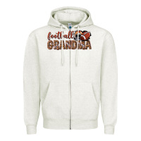 Oatmeal Heather football grandma with leopard Zipper Hoodie - texasbilliewilder