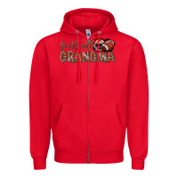 Red football grandma with leopard Zipper Hoodie - texasbilliewilder