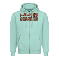 Seafoam football grandma with leopard Zipper Hoodie - texasbilliewilder