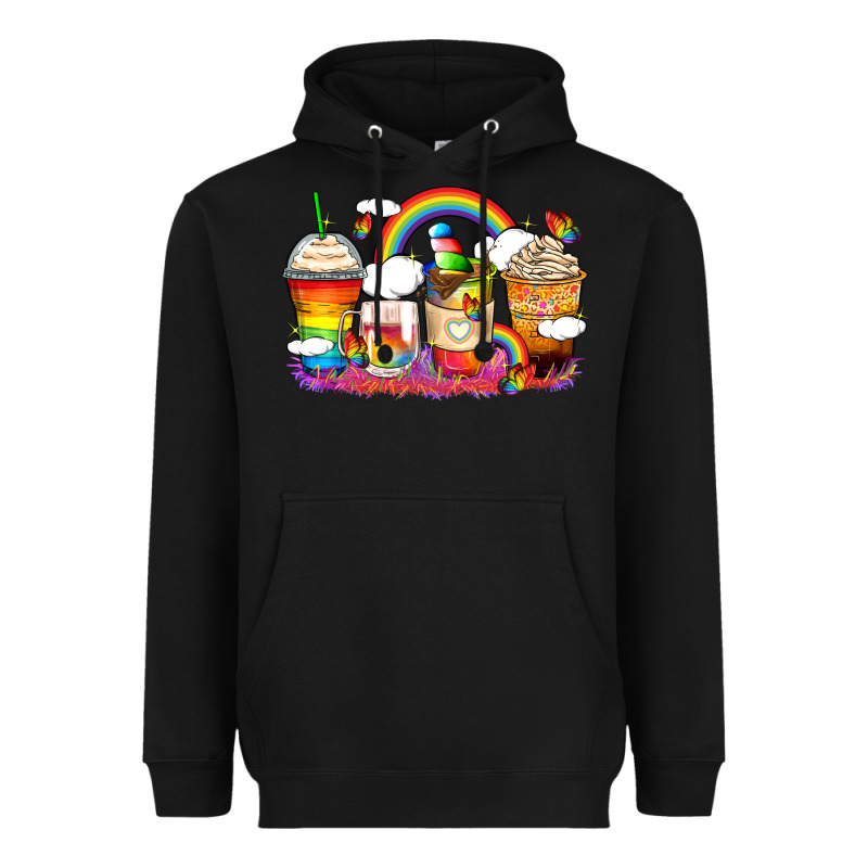 Rainbow Coffee Cups Heavyweight Hoodie by Zillion Design Studio | Teevron